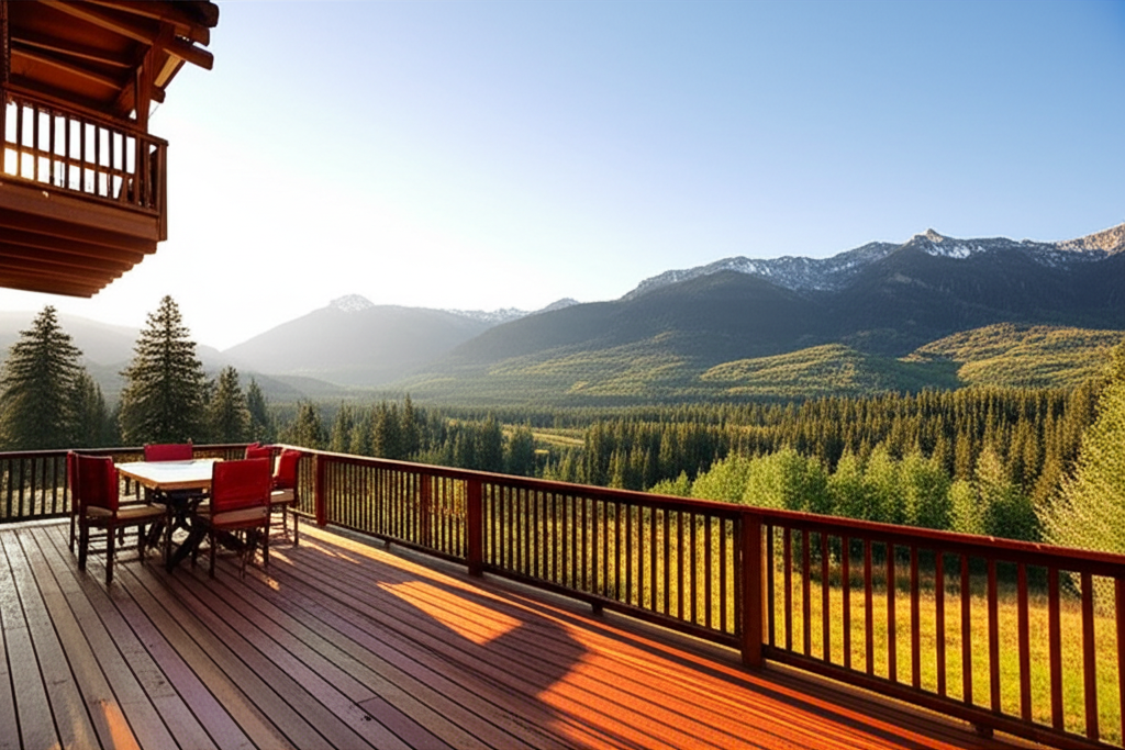 Beautiful custom deck with mountain views